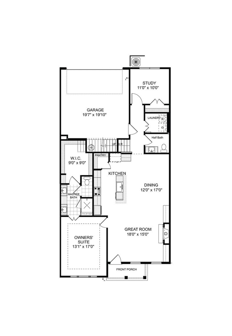 First floor of the available Mew townhome interior unit at Ruisseau in Woodstock, GA.